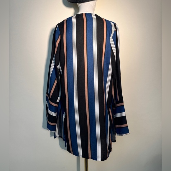 Missguided Blue Striped Open Front Kimono Top Cover-up - Picture 5 of 6